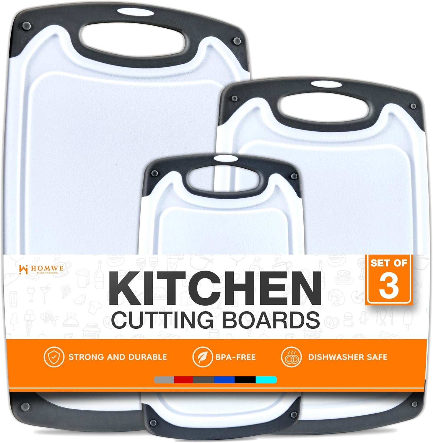 Non-Slip Reversible Cutting Boards - BPA-Free 3-Pack