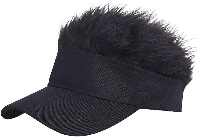 Novelty Hair Visor Cap with Wig Effect