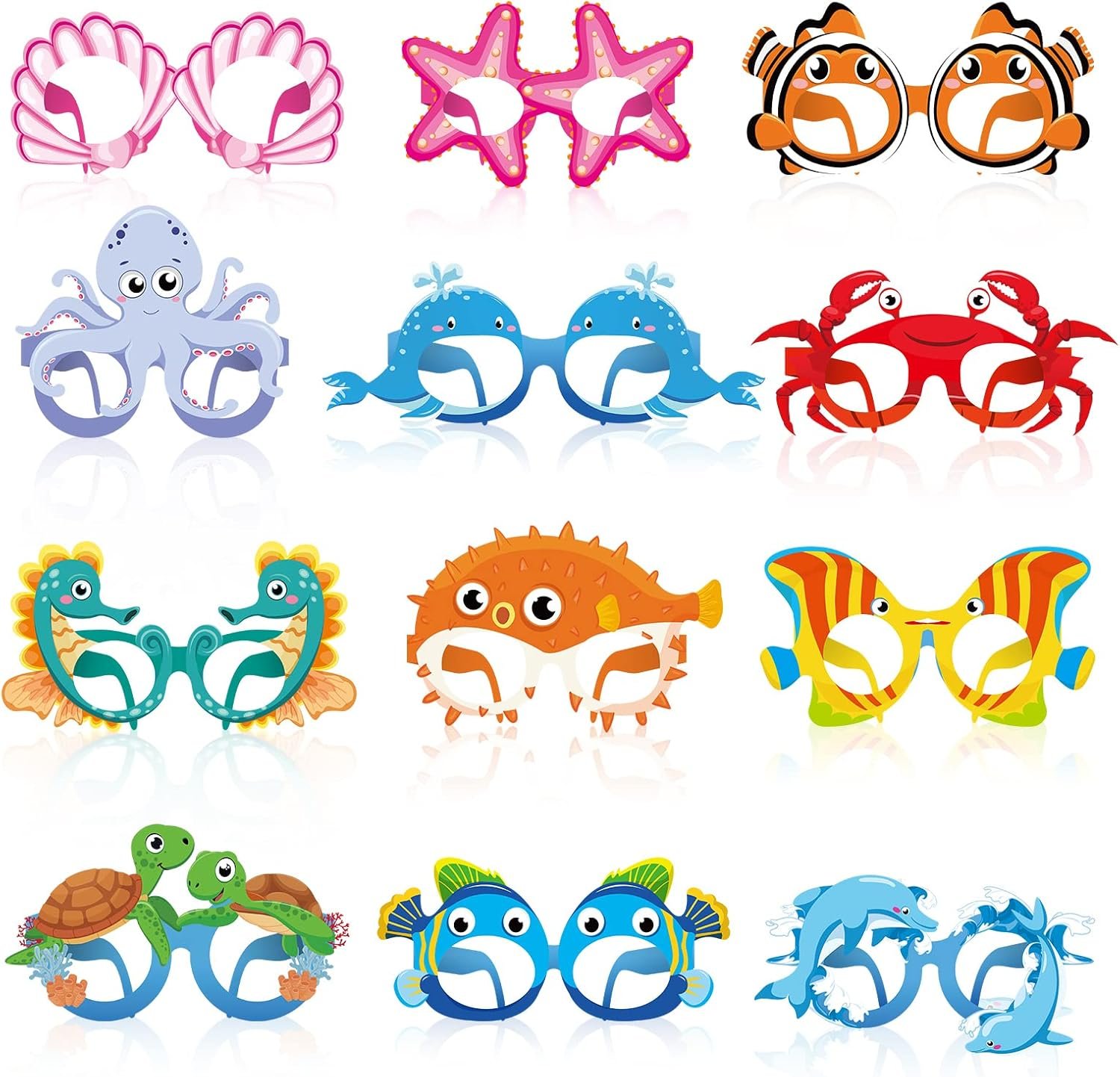 Ocean Party Glasses - 36 Sea Creature Photo Props