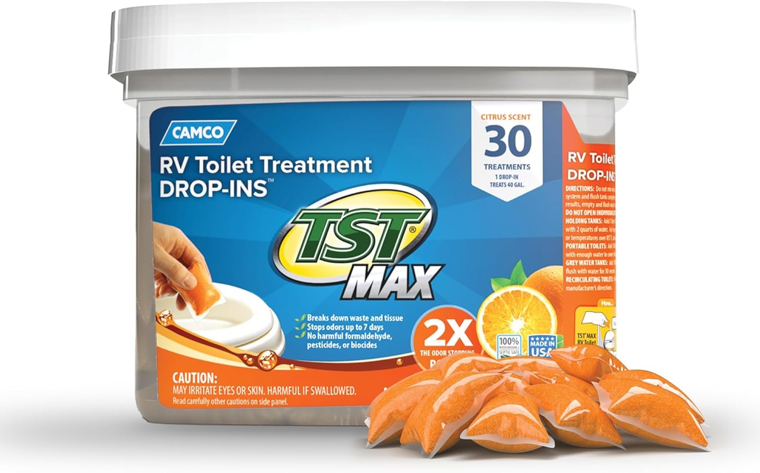 Odor-Free RV Toilet with Citrus Drop-Ins, 30-Pack