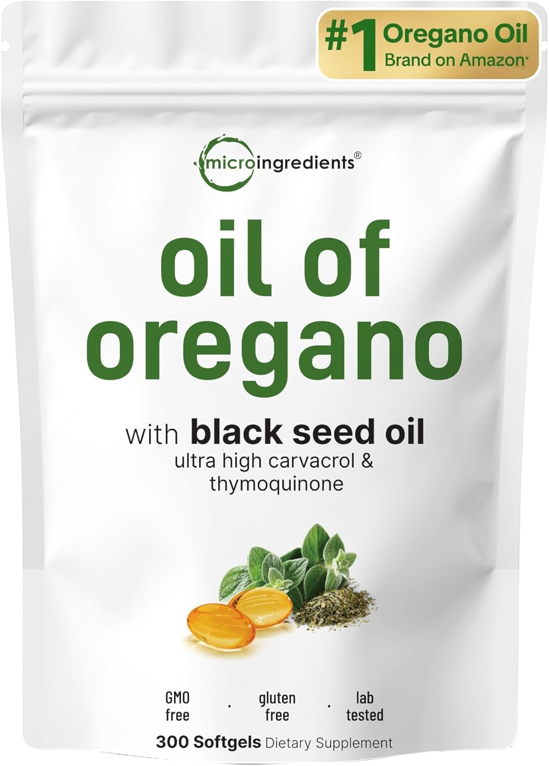 300-Day Wellness Boost: Potent Oil of Oregano & Black Seed Oil Softgels