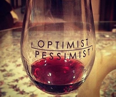 Optimist Pessimist Wine Glass