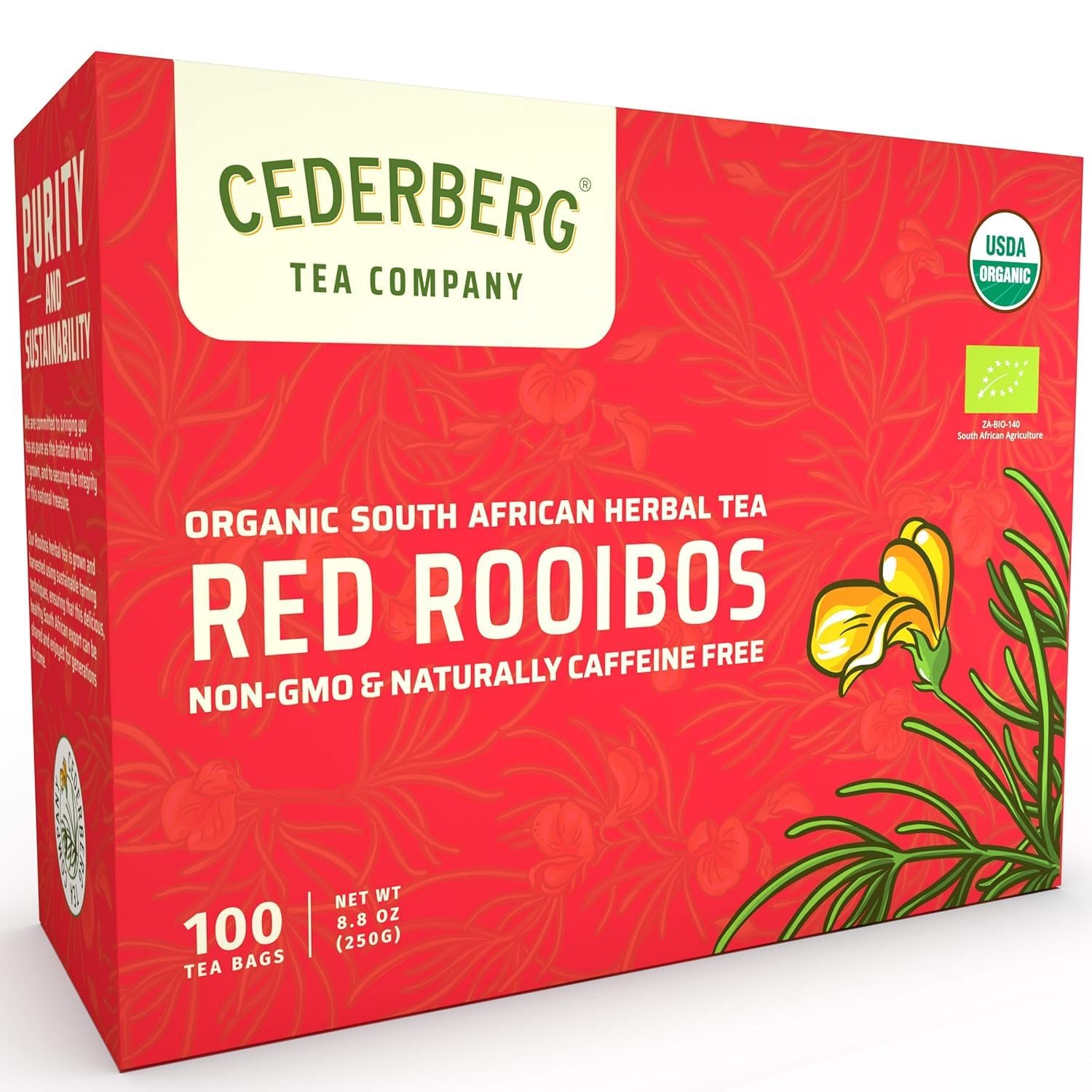 Organic Red Rooibos Tea: 100 Caffeine-Free Bags