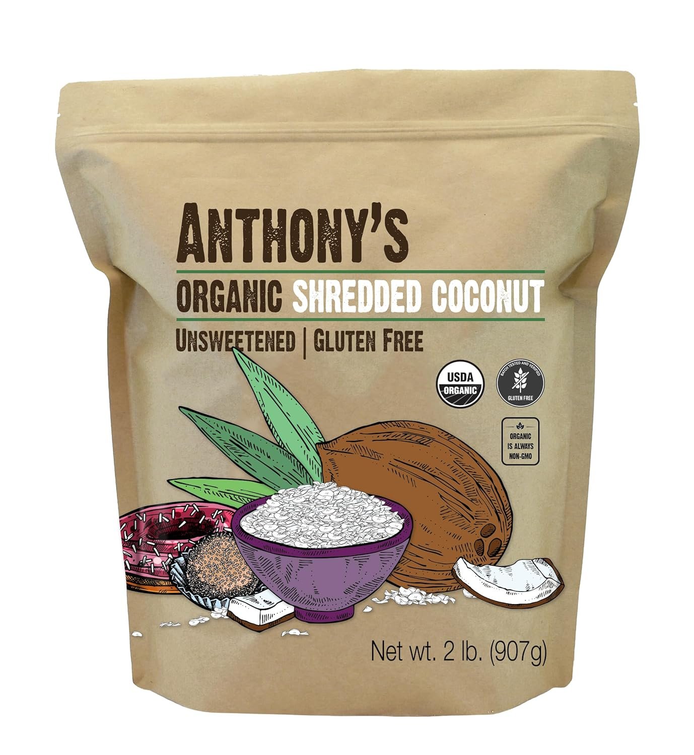 Organic Shredded Coconut: Unsweetened 2lb Keto Go-To