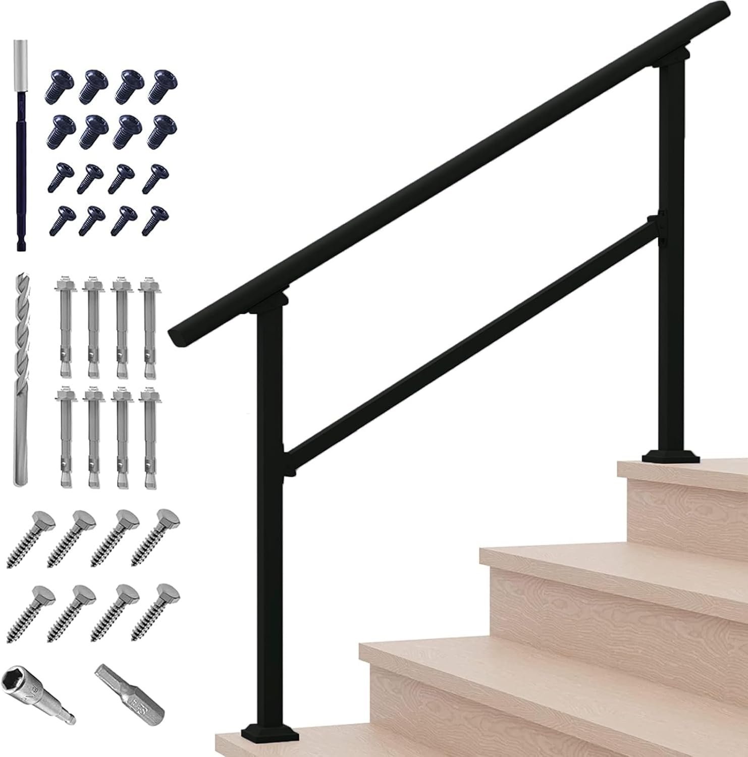 Safe & Sturdy Handrails for Steps - 1-4 Step Adjustable Support