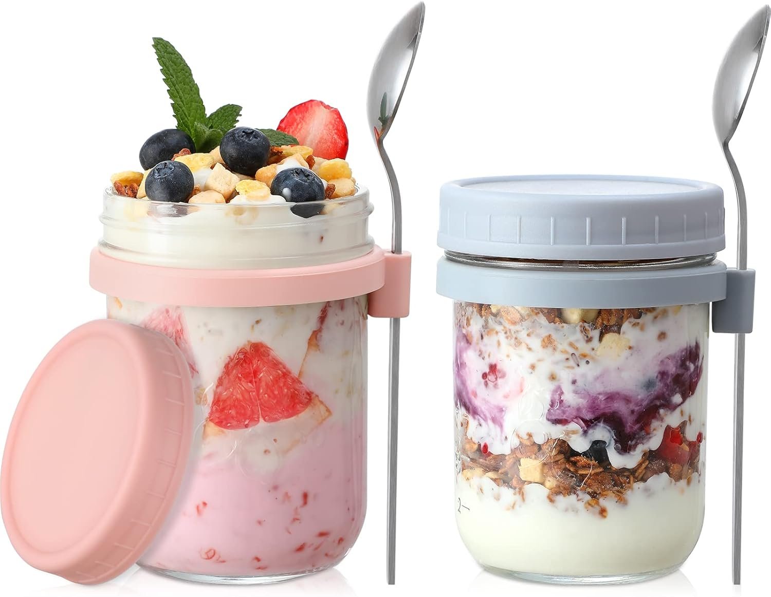 Airtight Overnight Oats Jars with Built-In Spoons