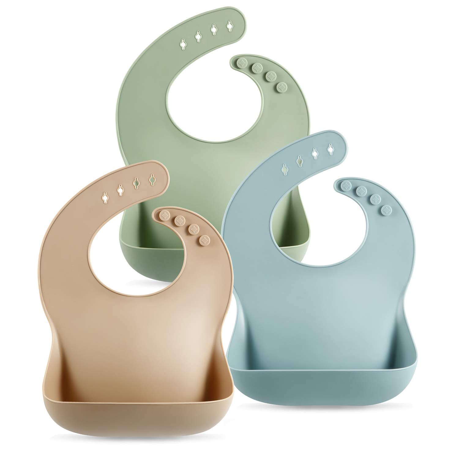 PandaEar Set of 3 Silicone Baby Bibs