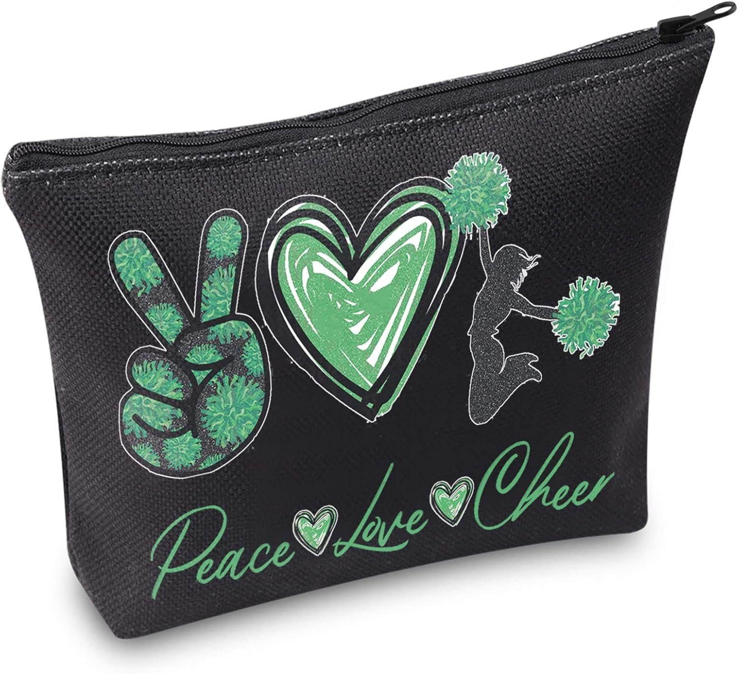 Peace Love Cheer: Premium Canvas Cosmetic Bag