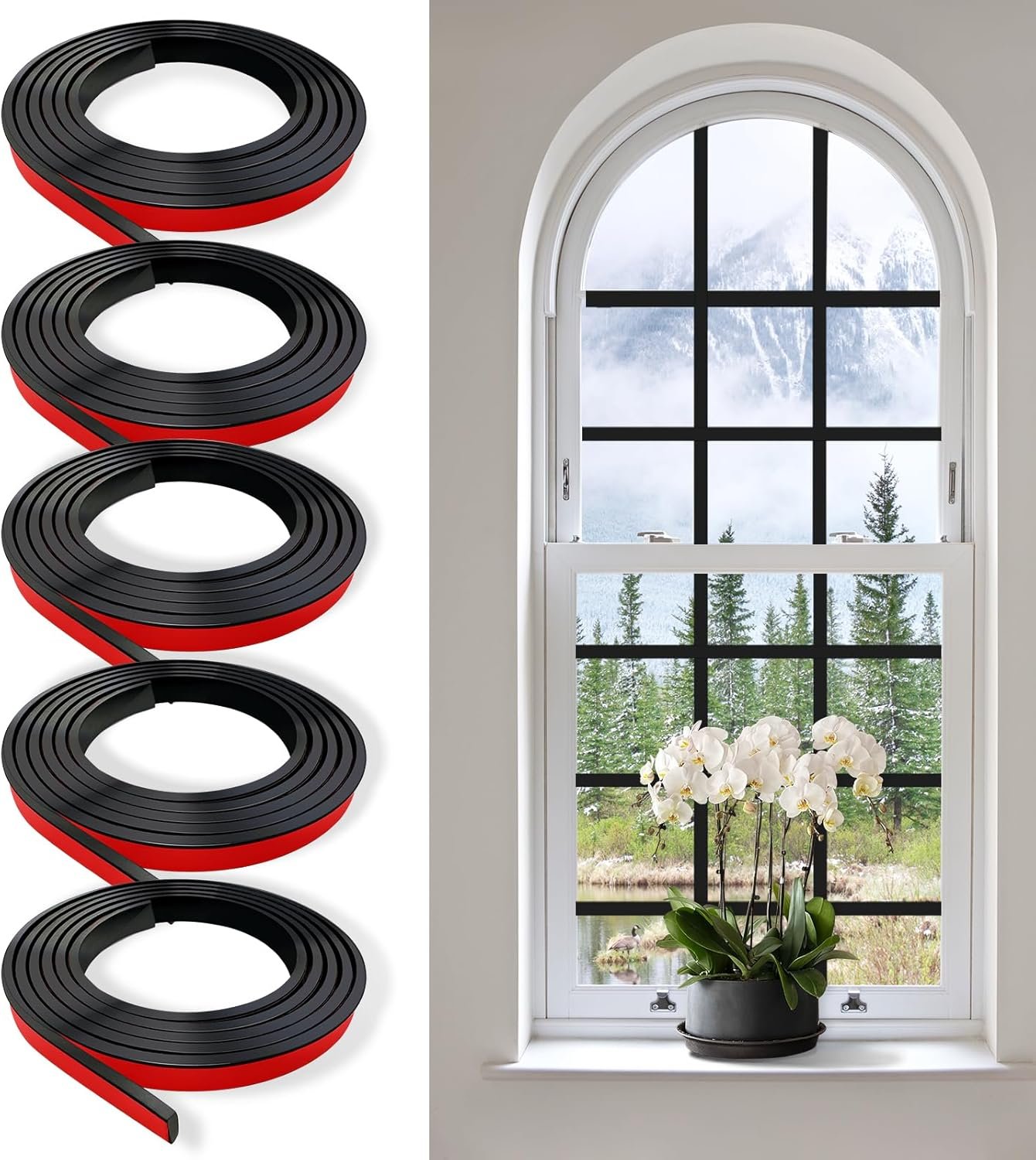 Easy DIY Peel-and-Stick Window Grids – 33ft Black Kit