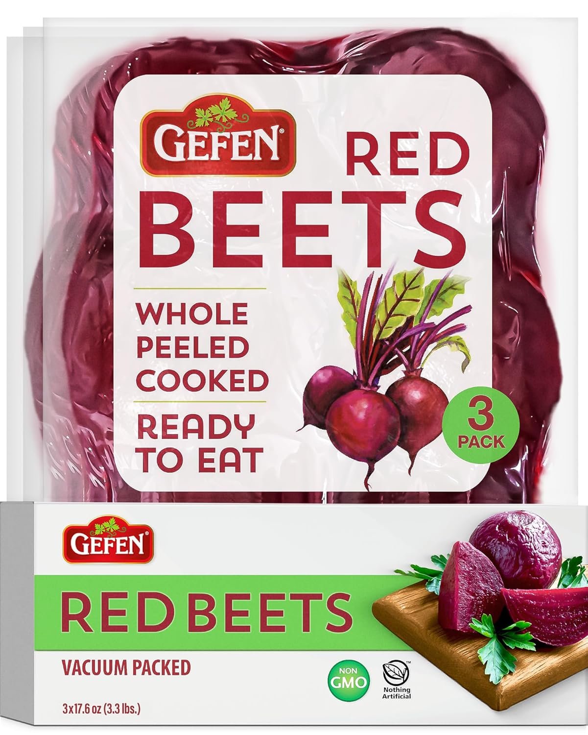 Peeled & Cooked Red Beets: Ready-to-Eat 3-Pack
