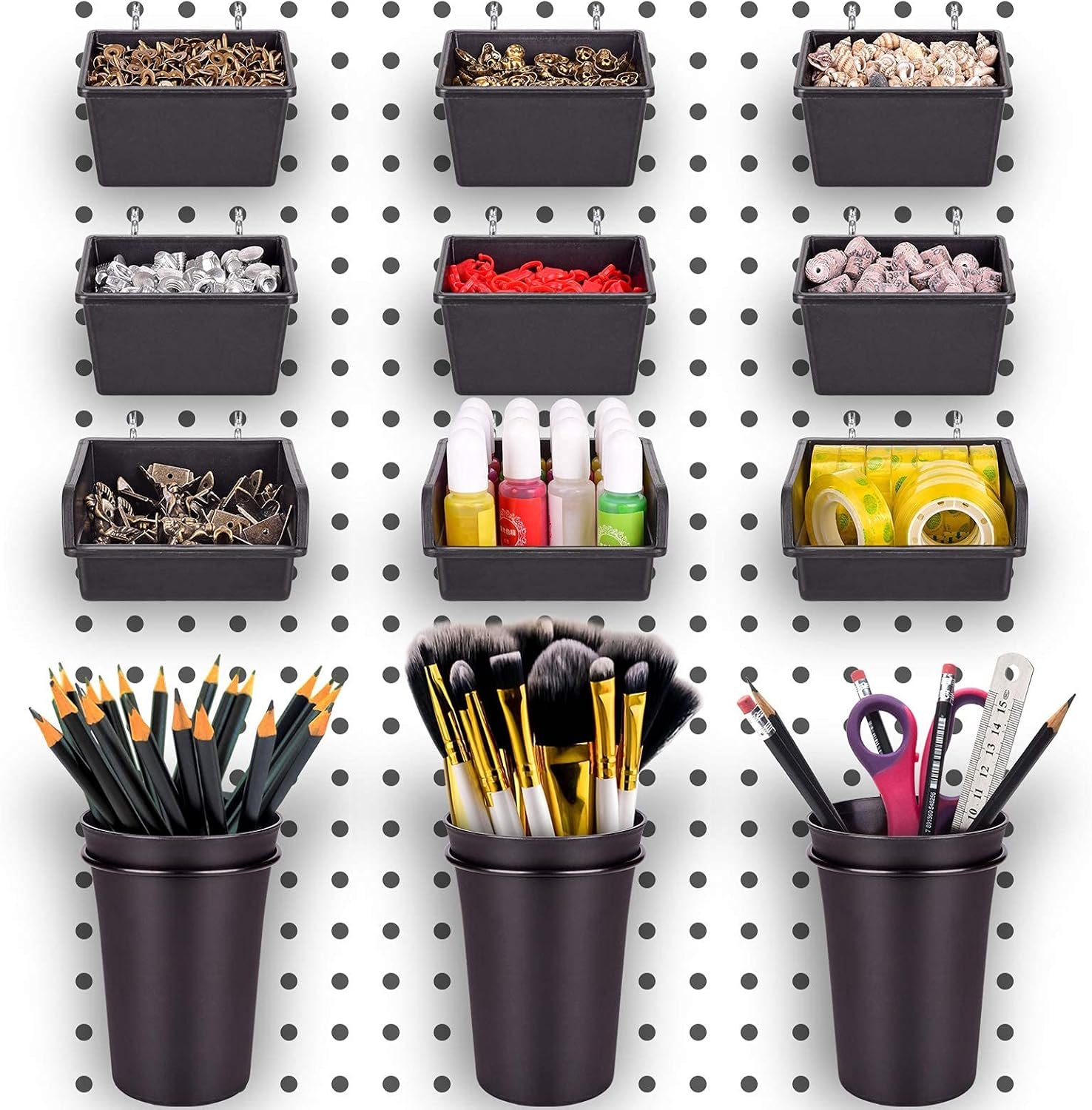Tame Garage Clutter: 12 Pegboard Bins & Hooks Kit