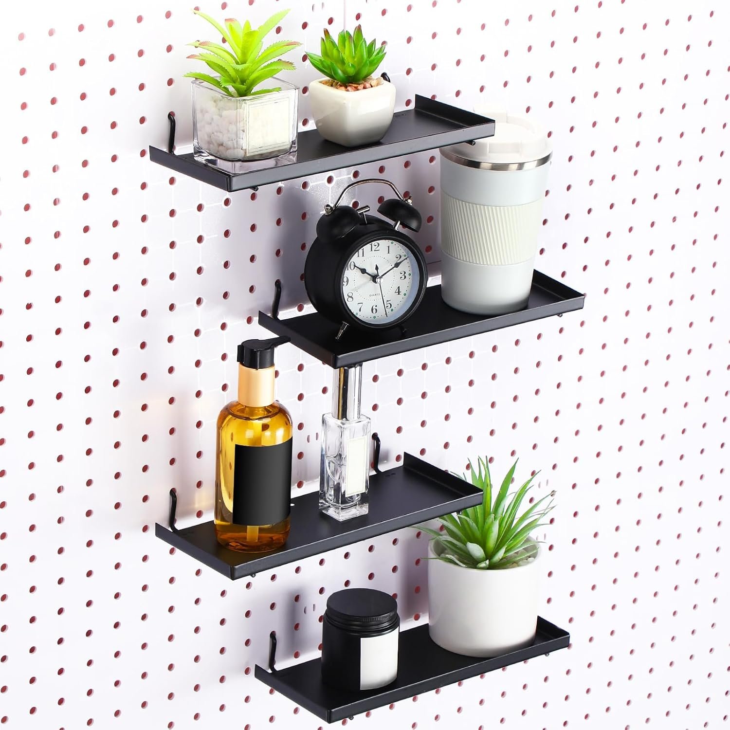 Pegboard Wall Shelves - 4 Pack Space Saving Storage