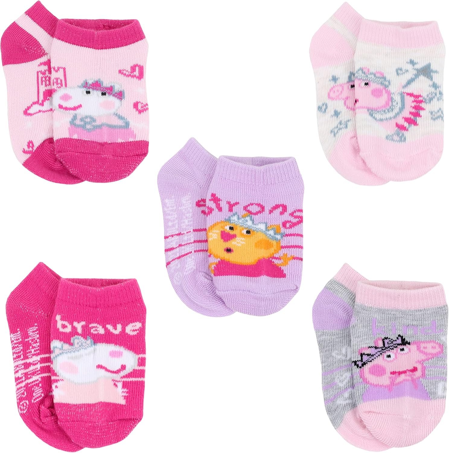 Peppa Pig No Show Socks - 5 Pack Comfort & Fun