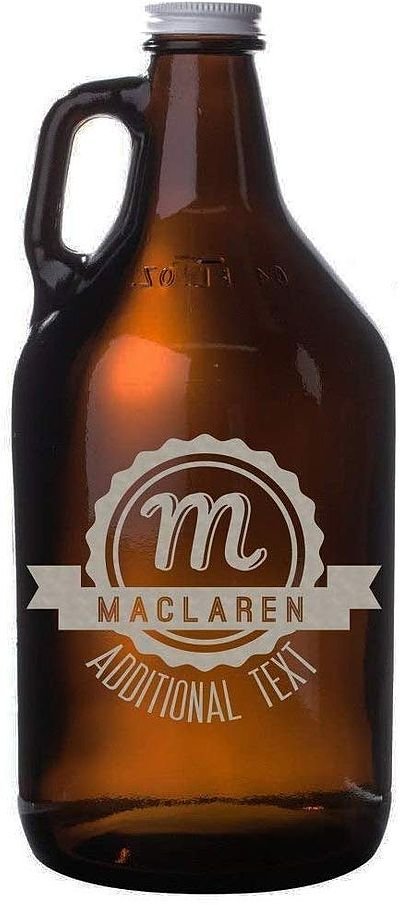 Personalized Amber Glass Beer Growler