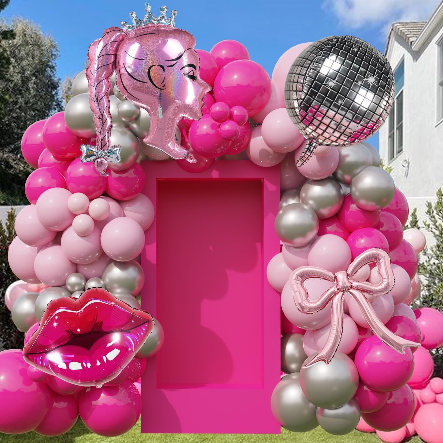 Pink & Silver Balloon Garland Kit - 120 Pcs Princess Party Decorations