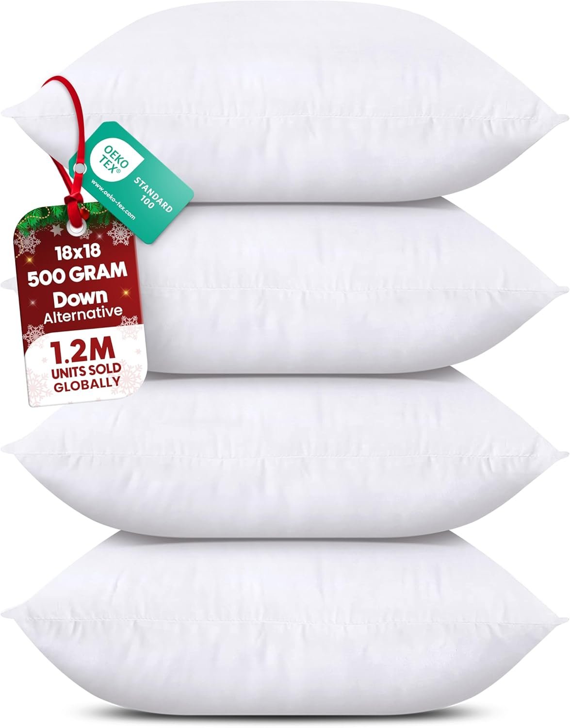 Plush 18x18 White Pillow Inserts - Set of 4