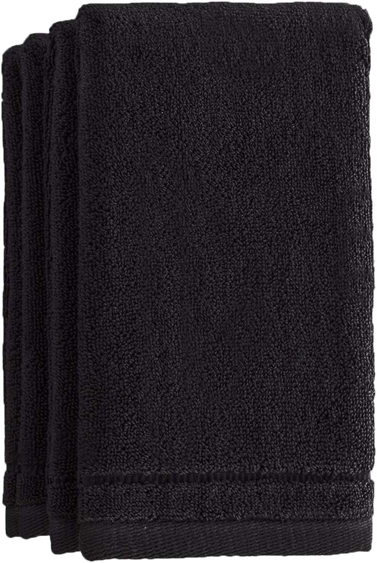 Plush Black Fingertip Towels - Soft 4-Pack for Bathrooms