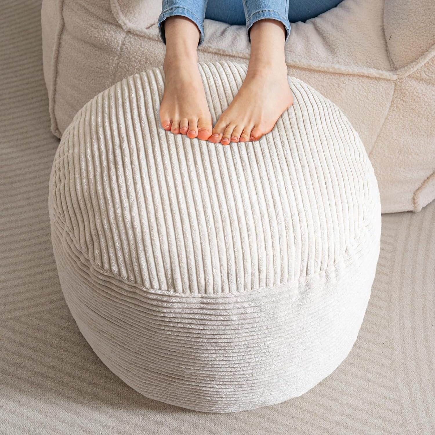 Plush Comfort Ottoman Pouf - Soft Foot Rest & Storage