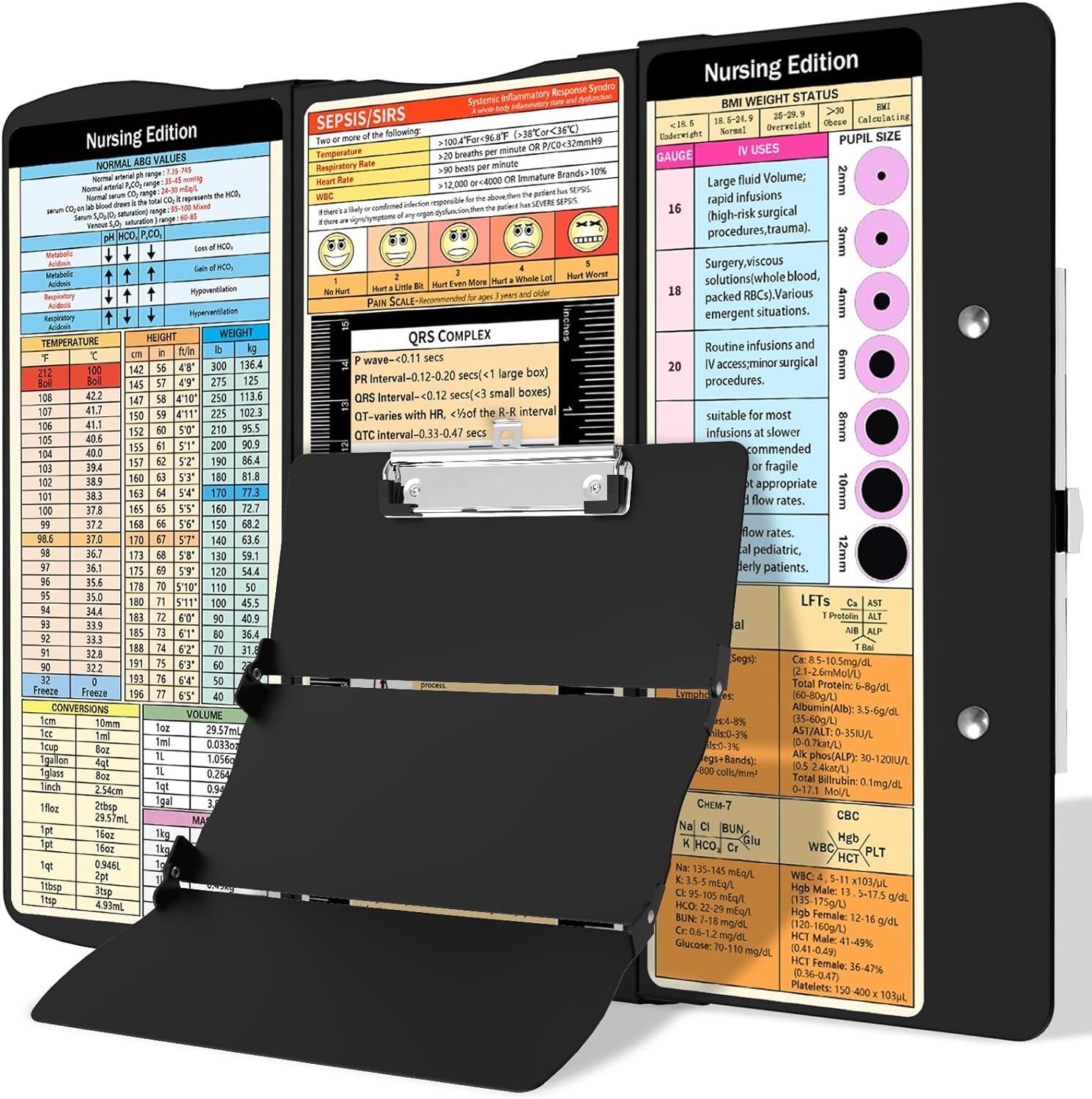 Pocket Foldable Nursing Clipboard with Cheat Sheets