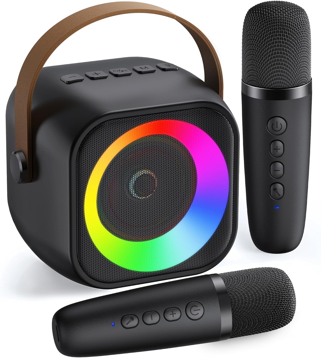 Portable Karaoke Machine: Wireless Mics & Colorful Party Lights