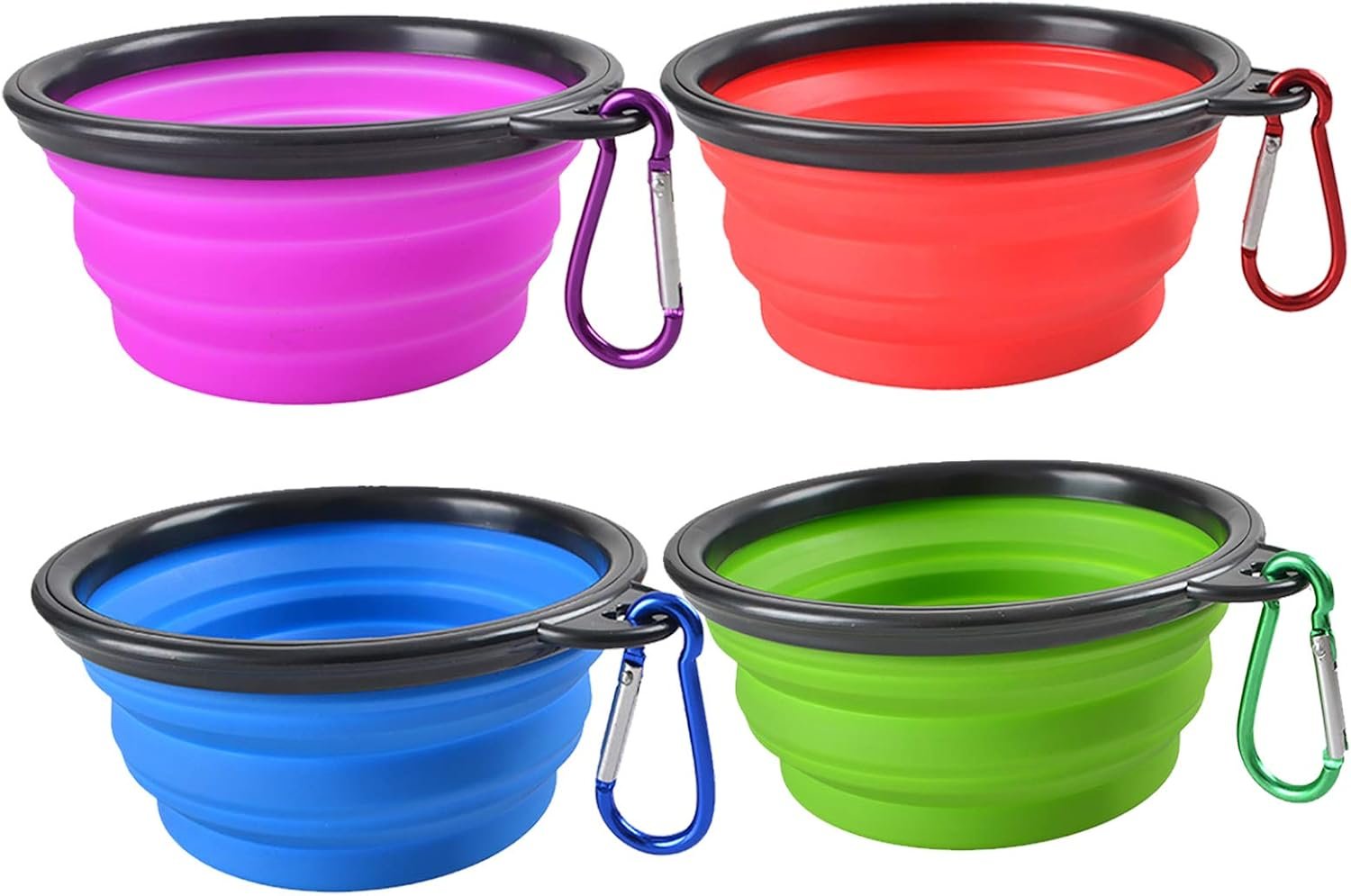 Portable Pet Bowls - 4 Pack Collapsible Travel Feeding Set