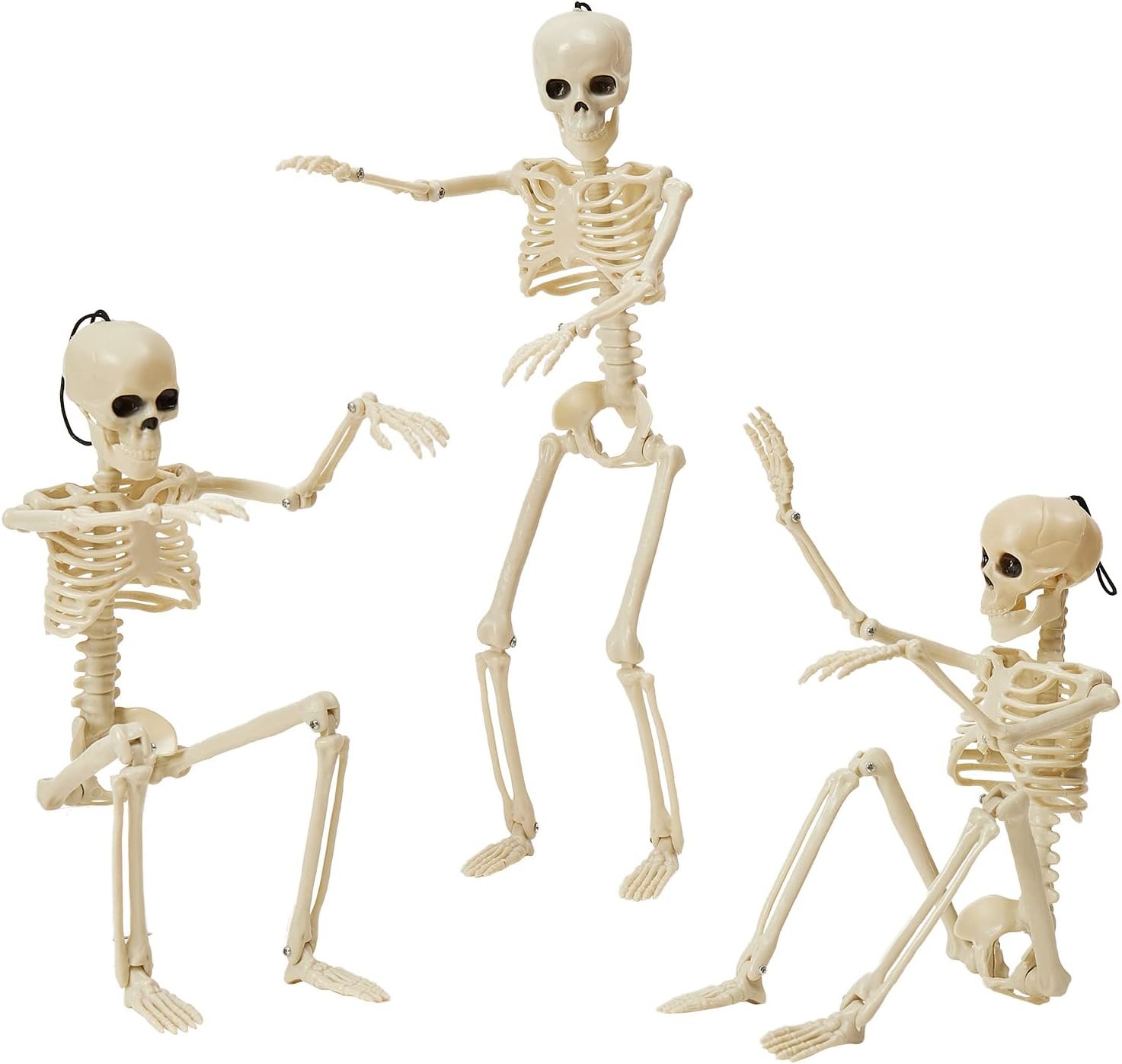 3-Pack Poseable Halloween Skeletons: Creepy Decor for Your Haunt