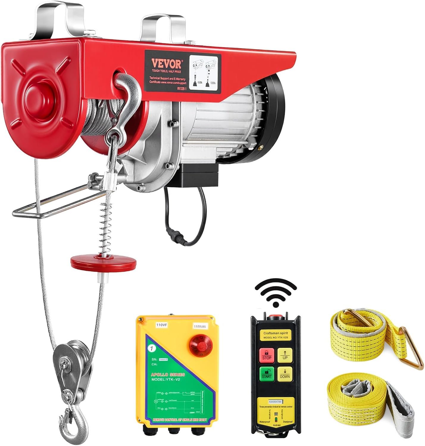 Powerful 1320lbs Electric Hoist with Wireless Control