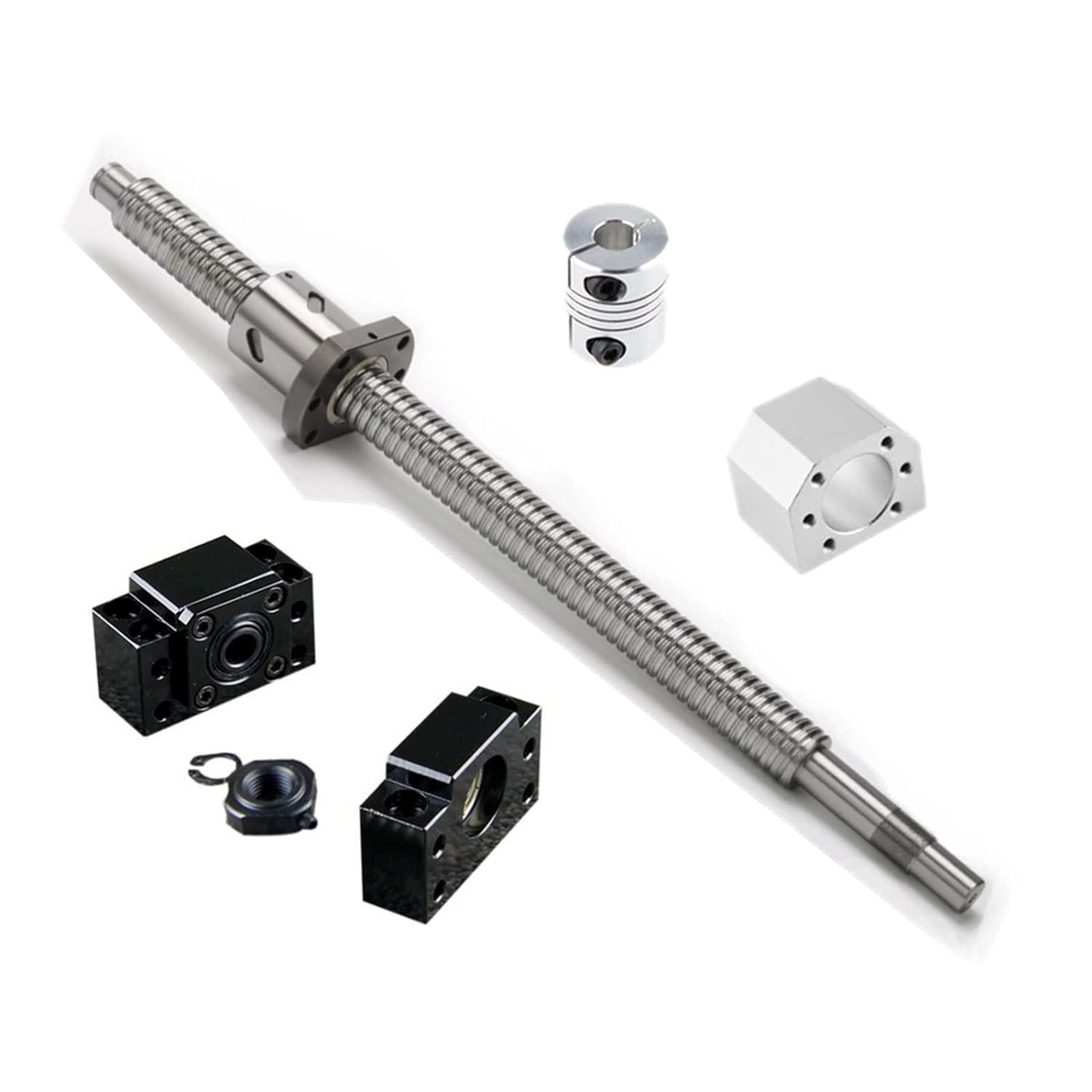 Precision CNC Ball Screw: 250mm with Complete Mounting Kit