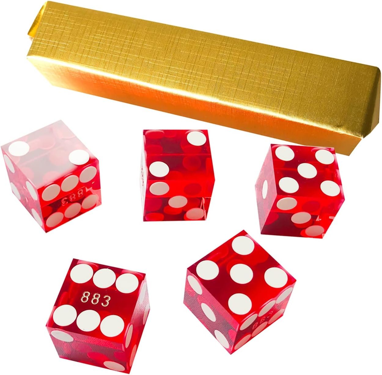 Razor-Edge Precision Casino Dice Set - 5 Red 19mm