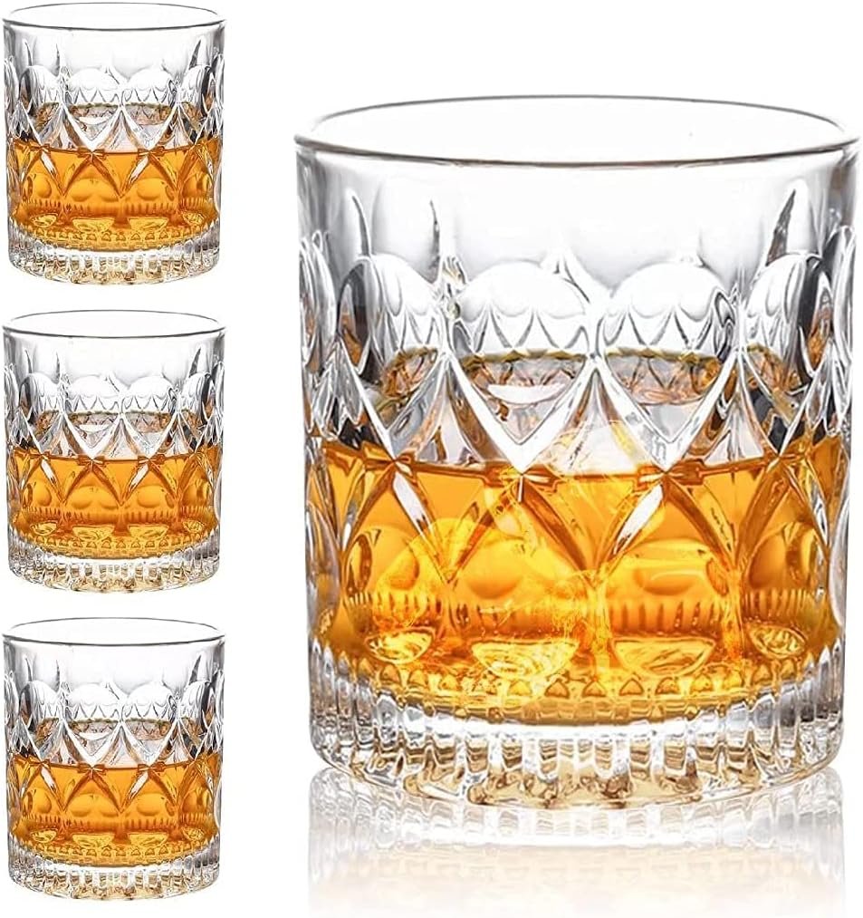 Premium 4-Pack Whiskey Glasses: Heavy Crystal for Perfect Sips