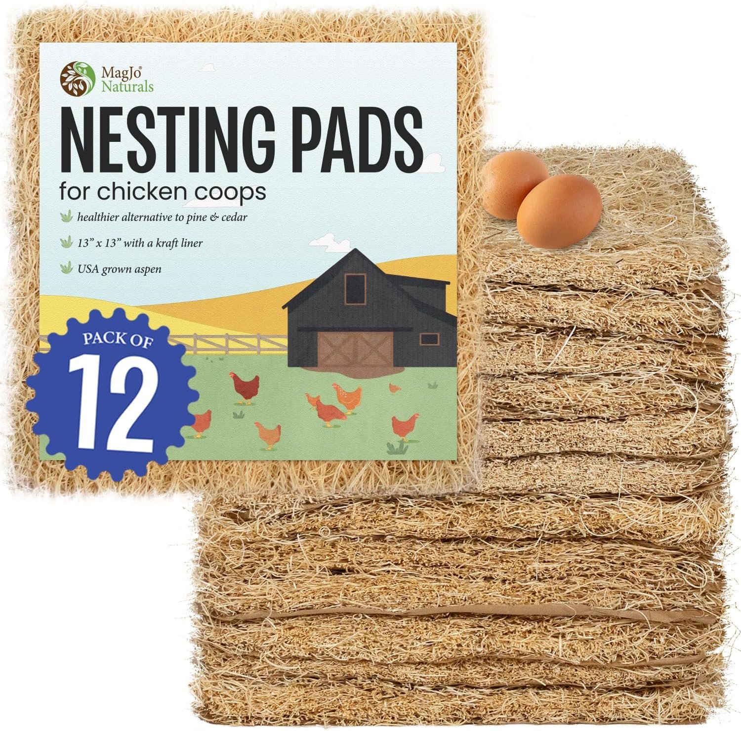 Premium Aspen Chicken Nesting Liners - 12 Pack