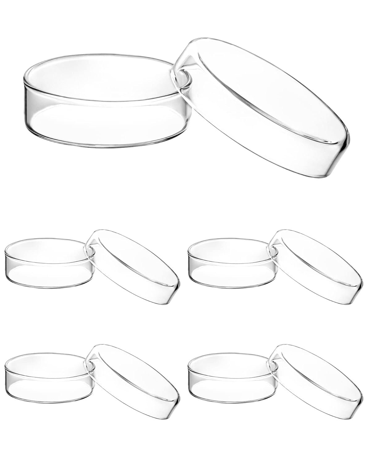 Premium Glass Petri Dishes - 5 Pack Thick Borosilicate Plates