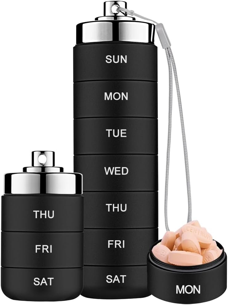 Premium Metal Pill Organizer - 7 Day Stackable Medicine Case