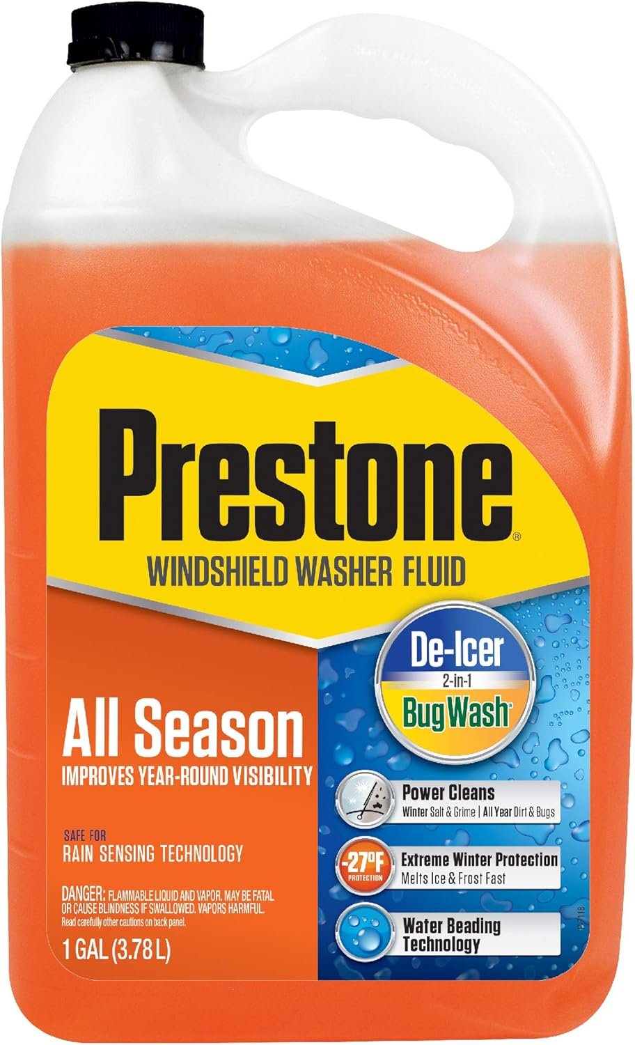 Crystal Clear Windscreen All Year: Prestone 2-in-1 Fluid