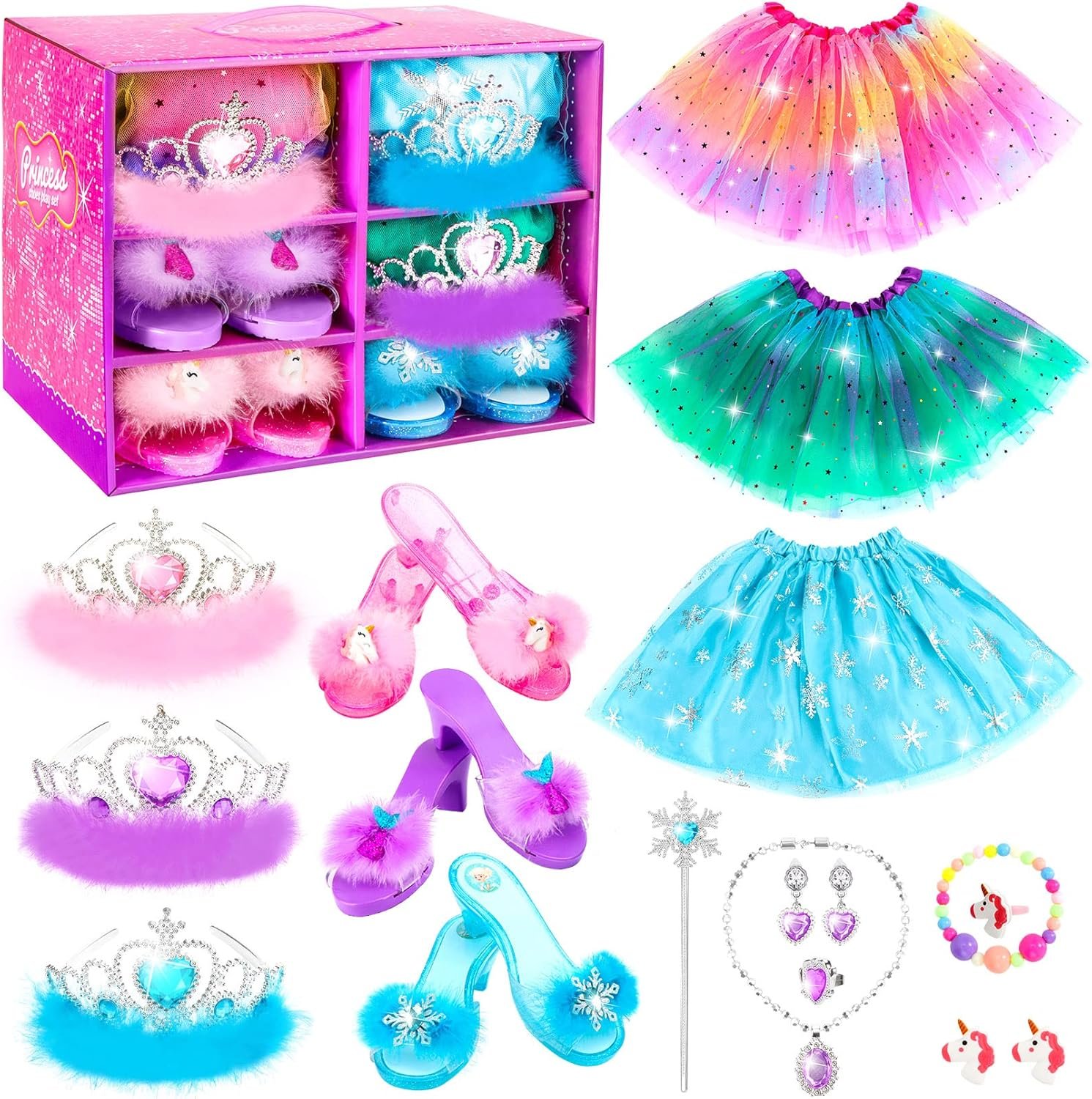 Magical Princess Dress-Up Set: Heels, Skirts & Crowns for Ages 3-6