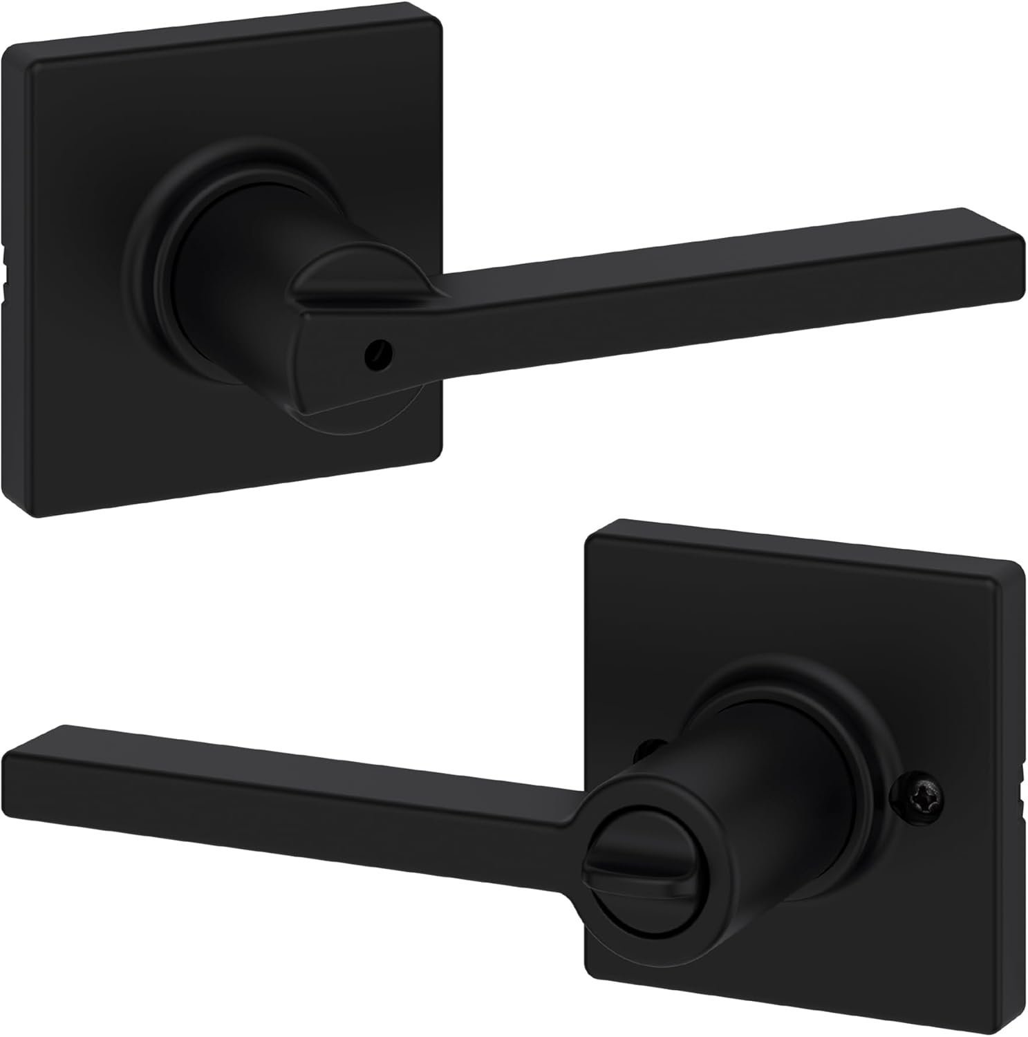 Privacy Door Handle Set - Secure Matte Black Lever for Bedrooms & Bathrooms