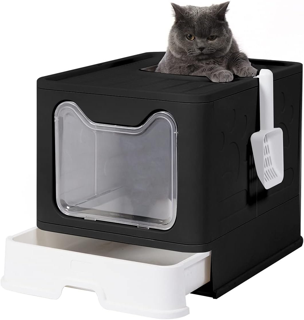 Privacy-Foldable Cat Litter Box with Anti-Splash Design