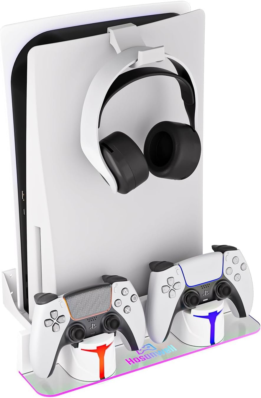 Space-Saving PS5 Wall Mount with Fast Charging Station
