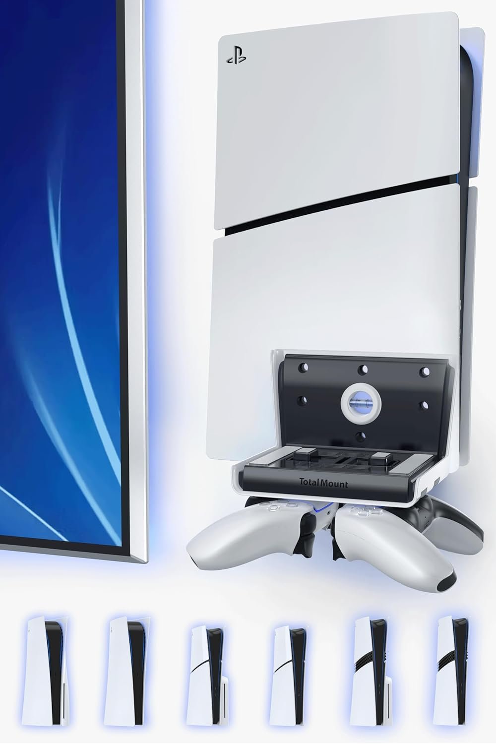 Secure PS5 Wall Mount with Dual Controller Storage