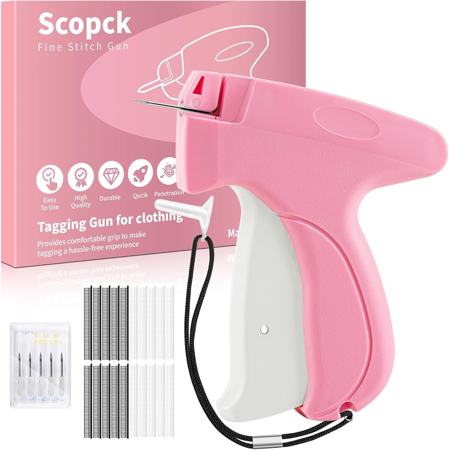 Quick-Fix Pink Stitch Tag Gun for Clothes