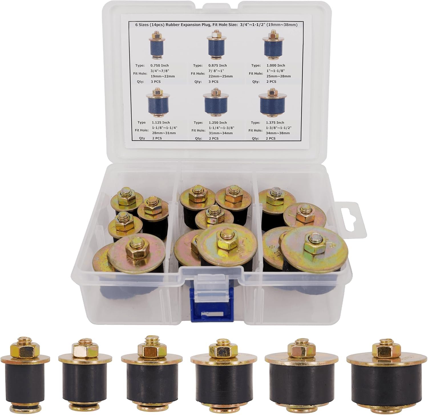 Quick-Seal 14pc Neoprene Expansion Plugs Kit 3/4