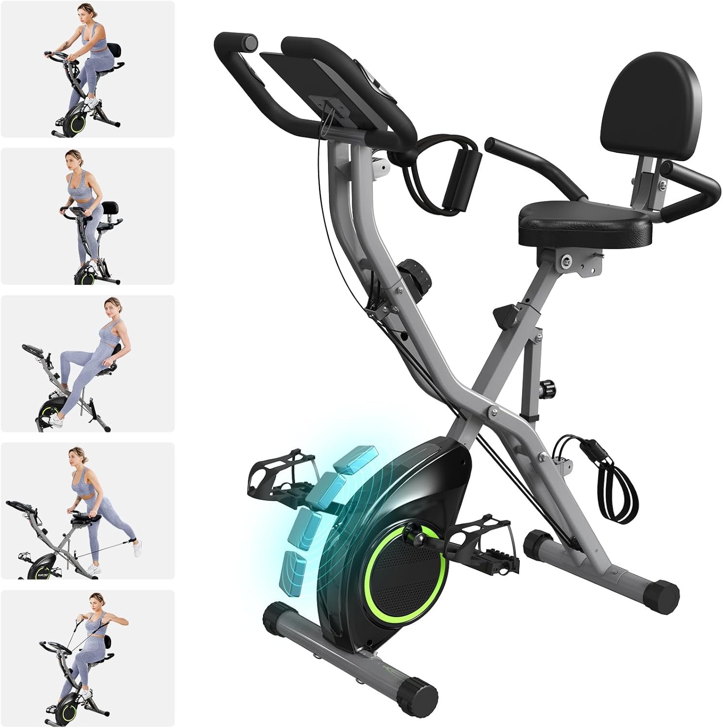 Quiet Magnetic Foldable Exercise Bike for Home