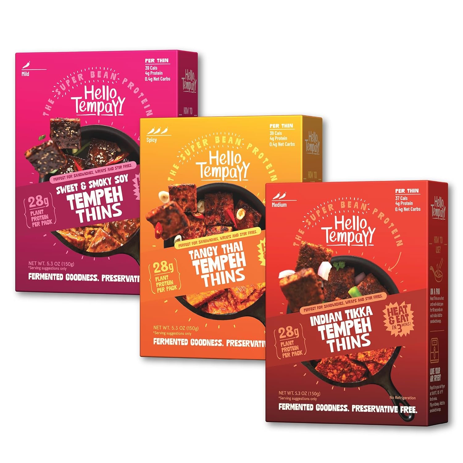 Cook with Flavor: Ready to Cook Tempeh Thins (Pack of 3)