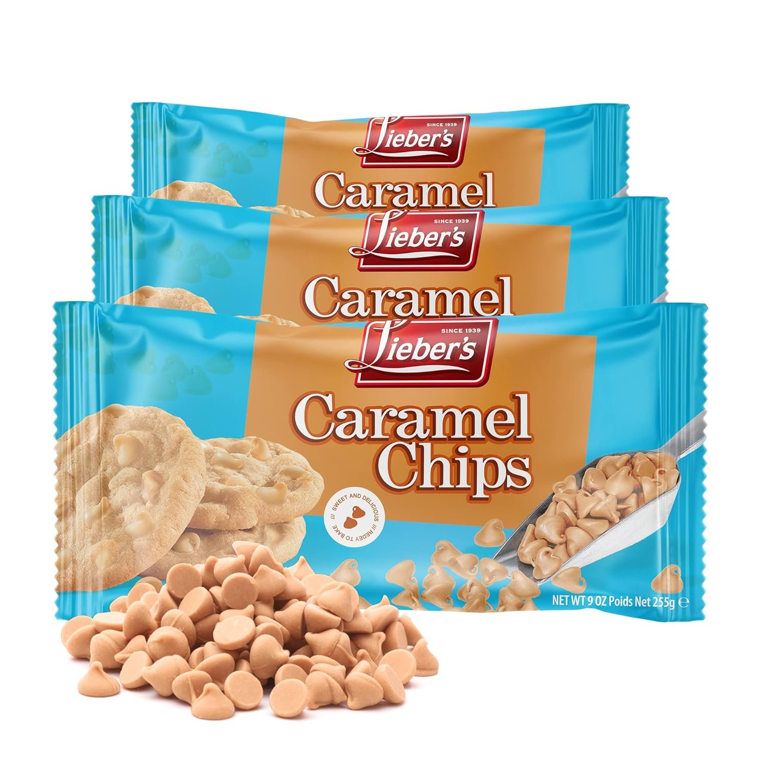 Real Caramel Chips for Gooey Kosher Cookies – 9oz x3