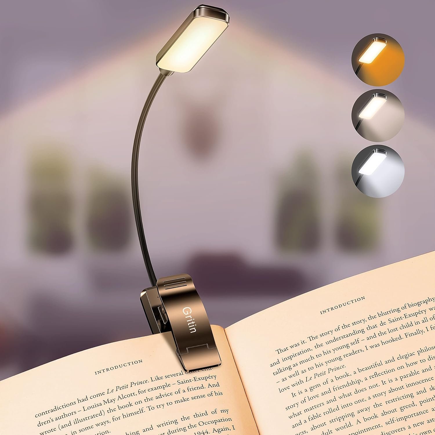 Rechargeable Clip-On Book Light: 80Hr Battery Life