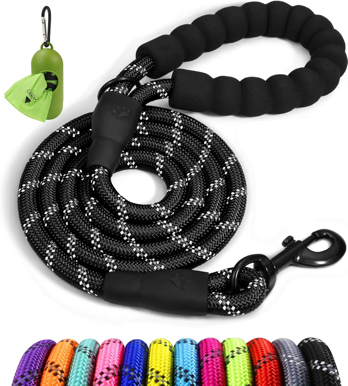 Reflective 6 FT Dog Leash with Padded Handle