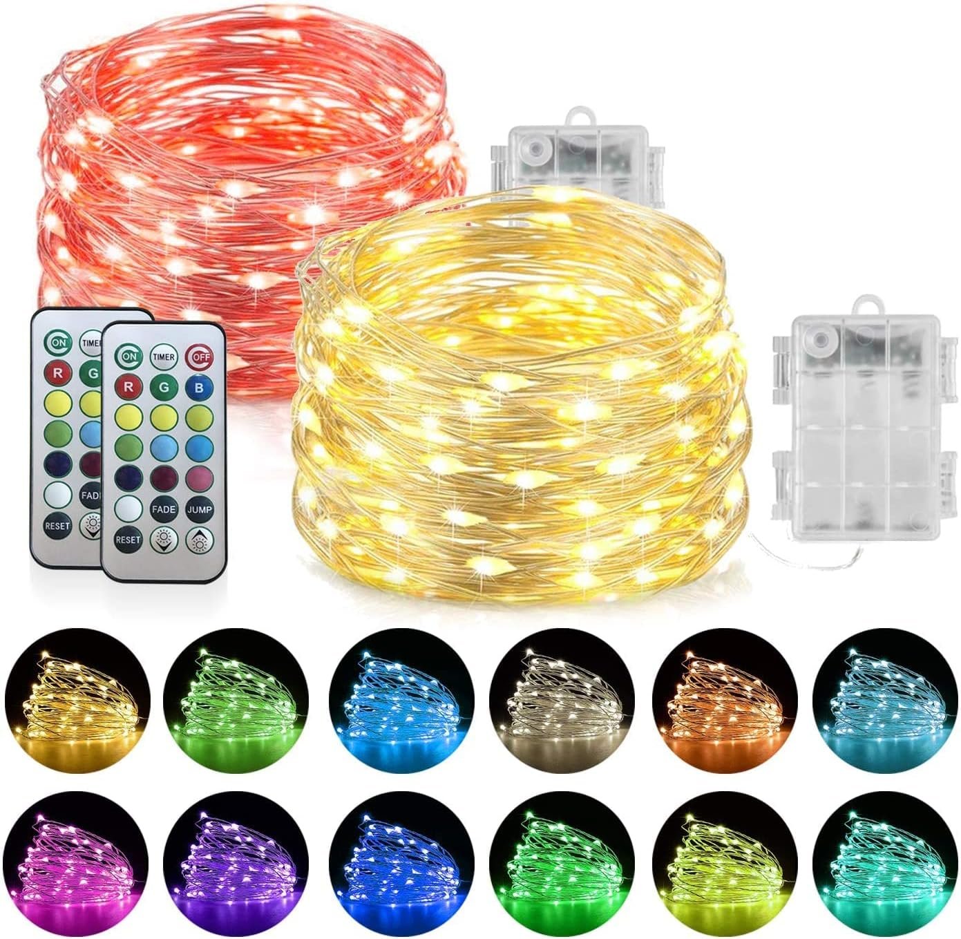 Remote Magic: 20Ft Color-Changing Fairy Lights 2-Pack