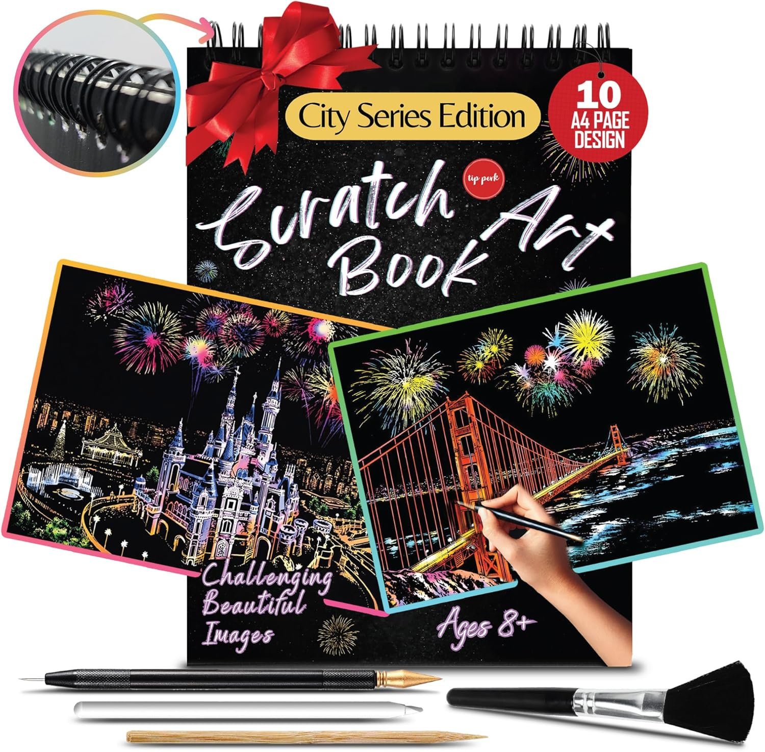 Reveal Vibrant Cityscapes: Adult Scratch Art Book