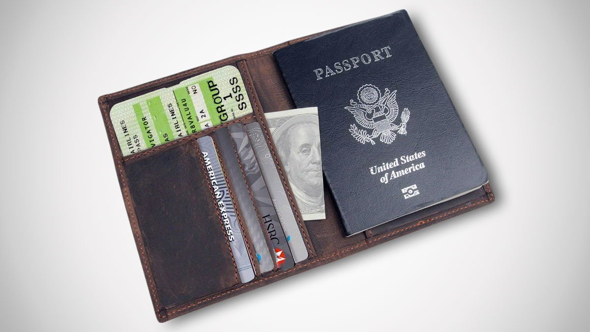 RFID-Blocking Leather Passport Holder