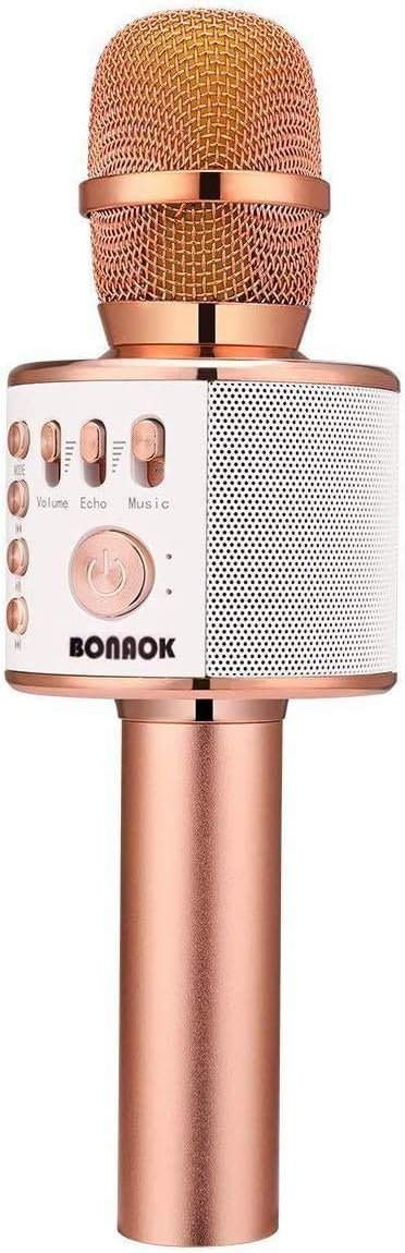 Rose Gold Wireless Karaoke Mic for Party Sing-Alongs